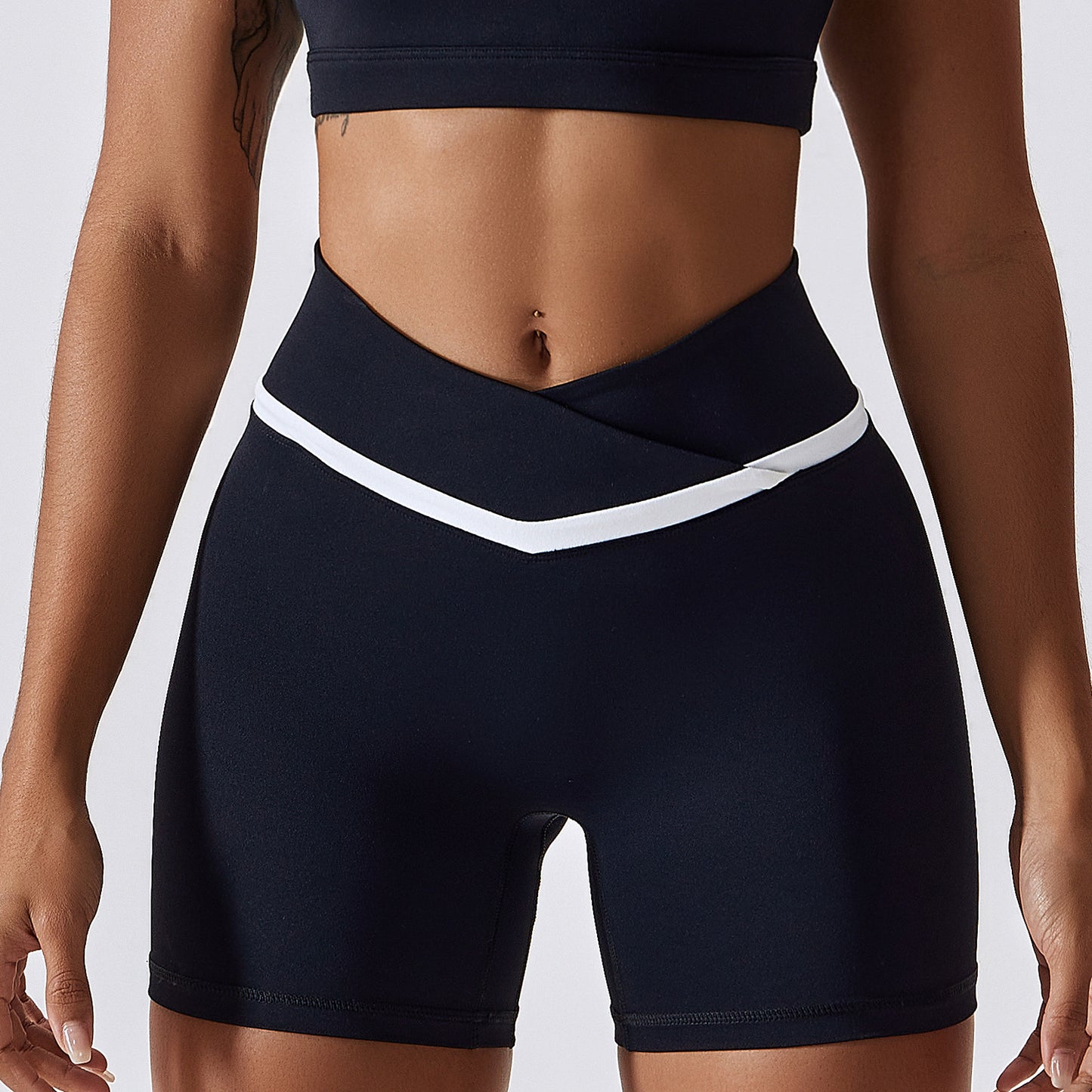 Women's Cross-Waist Running Tights - Quick-Drying Fitness Shorts