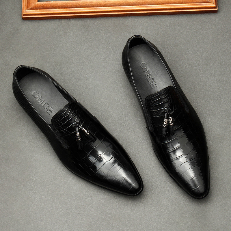 Formal Pointed Toe Dress Shoes - Men's Genuine Leather Business Footwear