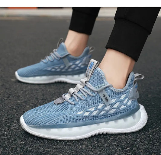 Mesh Lace-Up Running Sneakers - Breathable Athletic Shoes for Men
