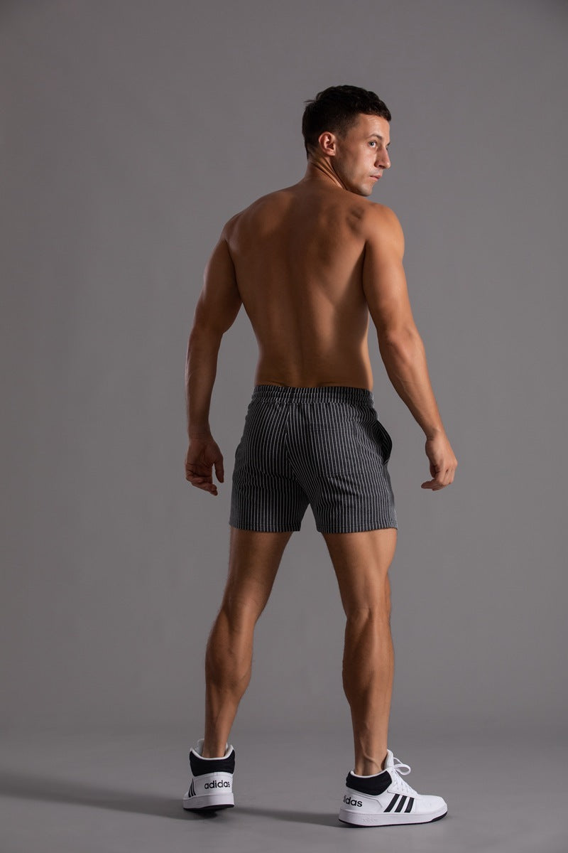 Men's Vertical Stripe Cotton Fitness Running Shorts - Premium Athletic Cotton Shorts