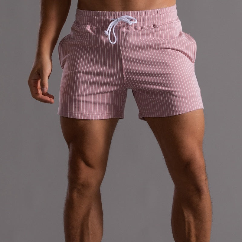Men's Vertical Stripe Cotton Fitness Running Shorts - Premium Athletic Cotton Shorts