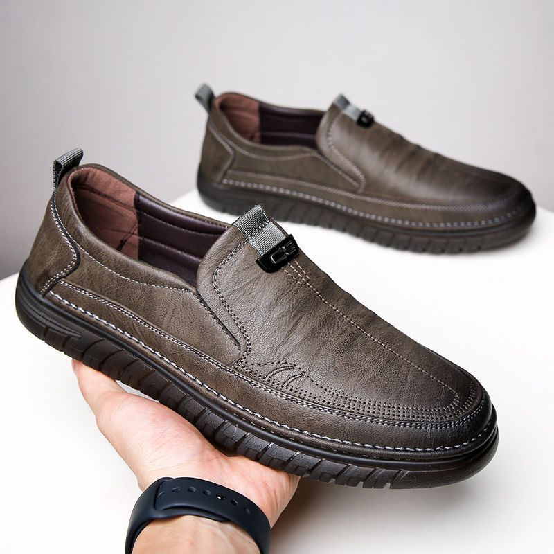 Men's Breathable Beef Tendon Leather Shoes - Soft-Bottom Everyday Casual Shoes