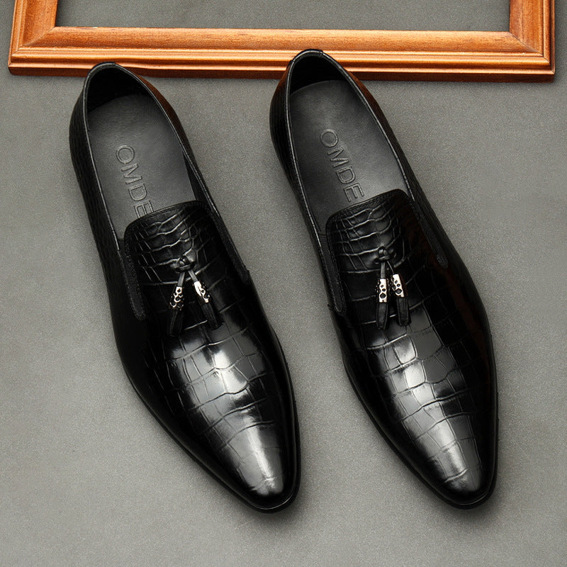 Formal Pointed Toe Dress Shoes - Men's Genuine Leather Business Footwear