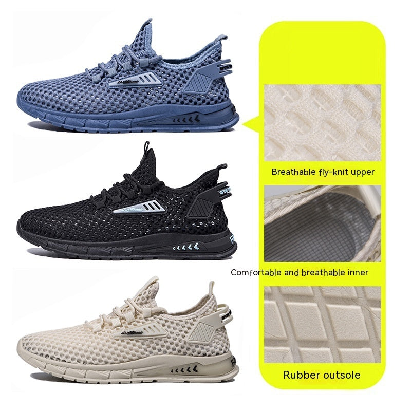 Men's Fashion Mesh Sneakers - Breathable Mid-Top Casual Shoes