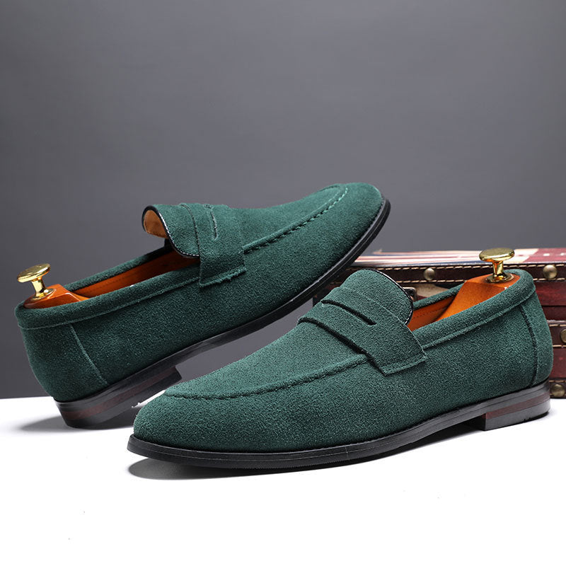 Nubuck Leather Lazy Shoes - Slip-On Casual Loafers for Men