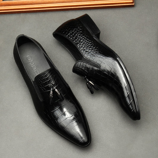 Formal Pointed Toe Dress Shoes - Men's Genuine Leather Business Footwear