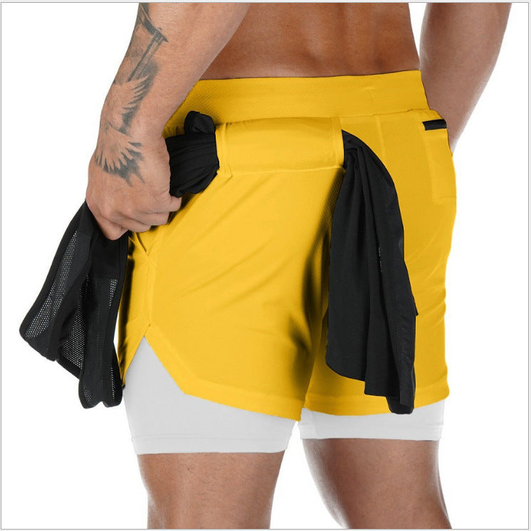 Men's 2-in-1 Summer Running Shorts - Dual Layer Sports Shorts with Built-in Compression