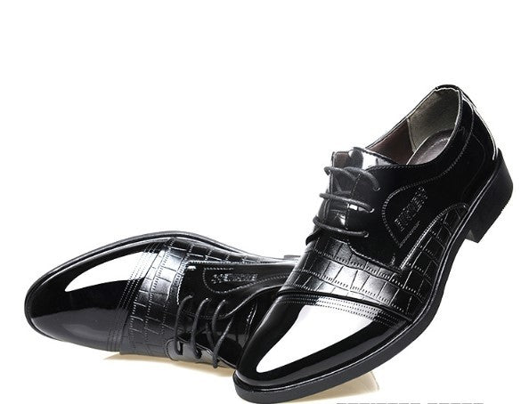 Autumn Pointed Toe Business Dress Shoes - Men's Pattern Leather Formal