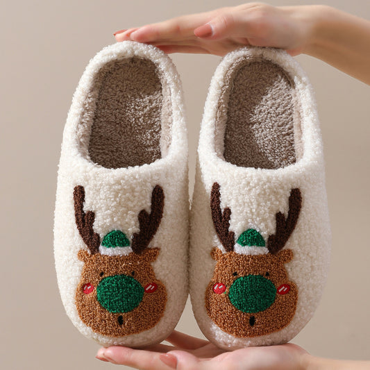 Christmas Elk Slippers - Cozy Winter Home Shoes