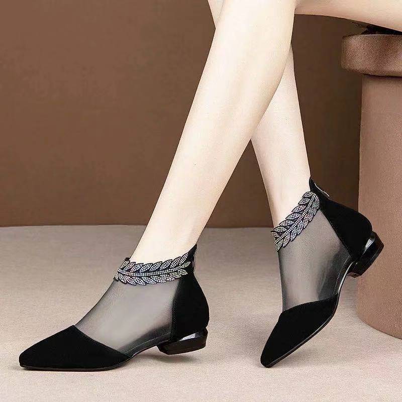 Soft Leather Net Boots - Women's Hollow Out Summer Sandal Boots