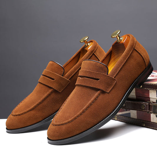 Nubuck Leather Lazy Shoes - Slip-On Casual Loafers for Men