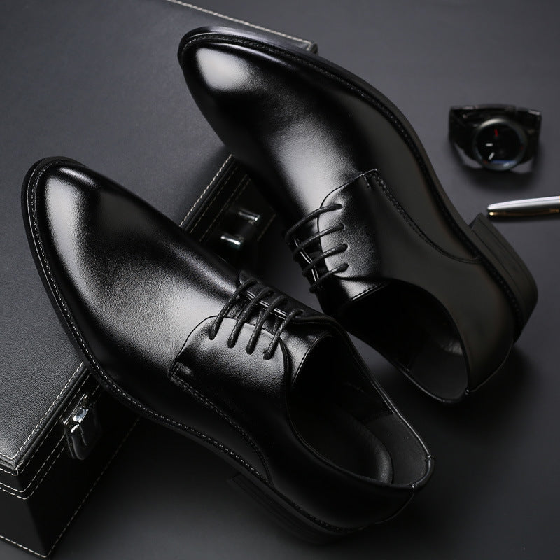 Men's Black Tie Business Dress Shoes - Premium Leather Formal Footwear