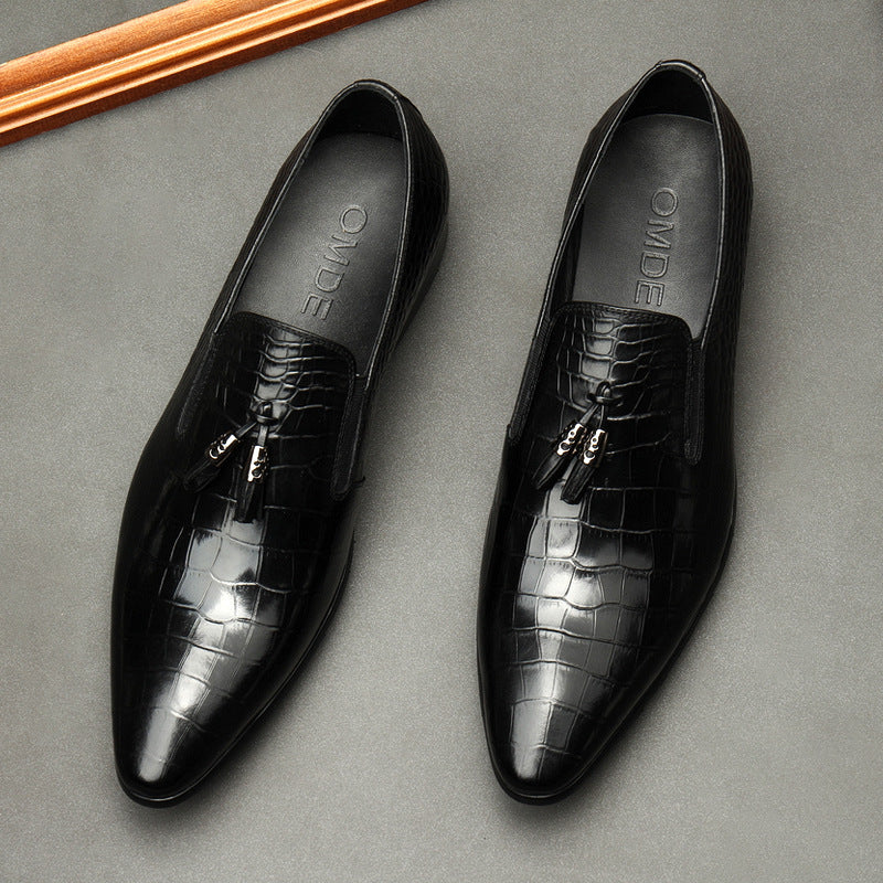 Formal Pointed Toe Dress Shoes - Men's Genuine Leather Business Footwear