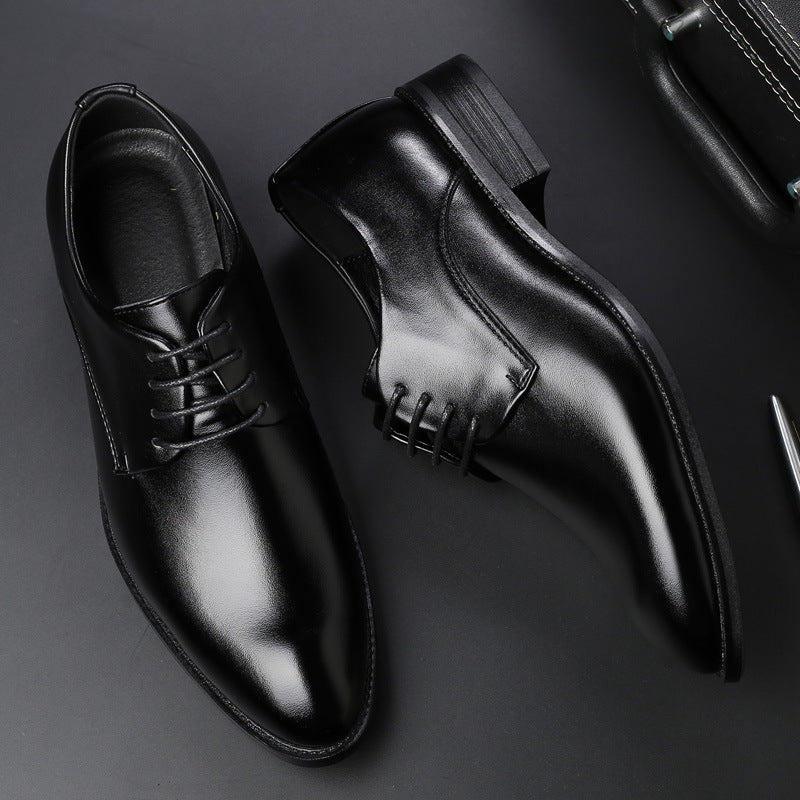 Men's Black Tie Business Dress Shoes - Premium Leather Formal Footwear