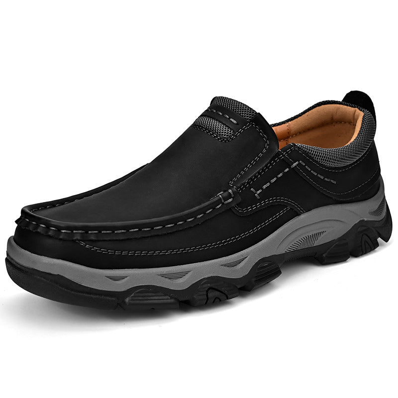 Men's Plus Size Leather Hiking Shoes - Large Outdoor Trail Boots