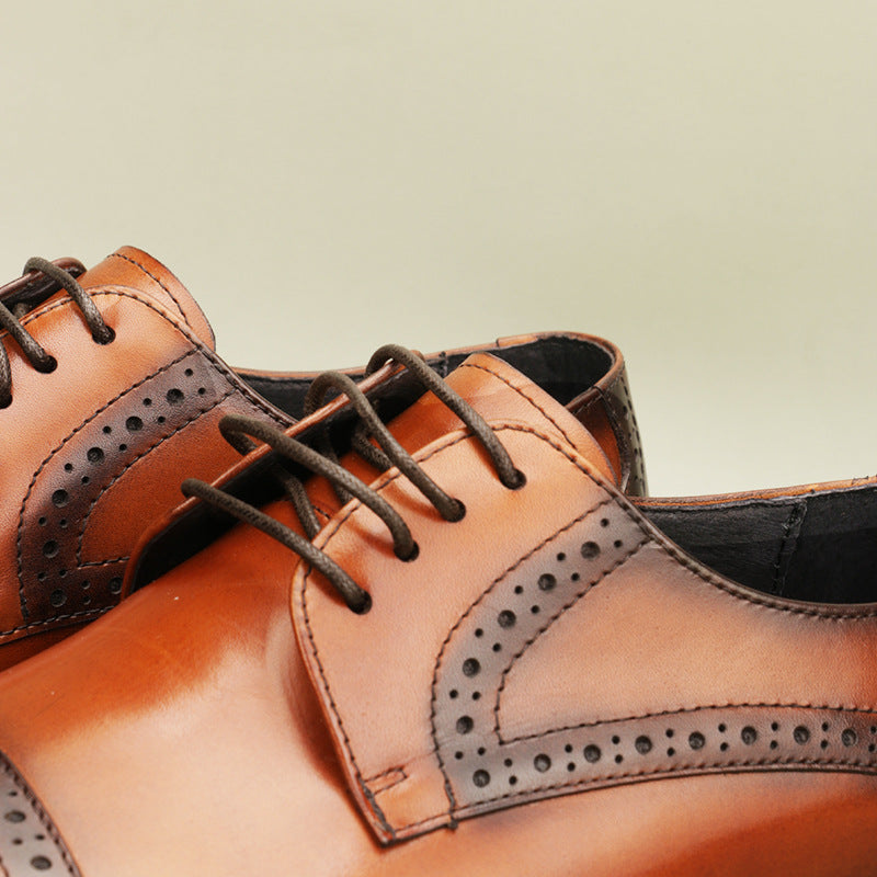 Leather Brogue Oxford Shoes - Men's Carved Business Dress Formal