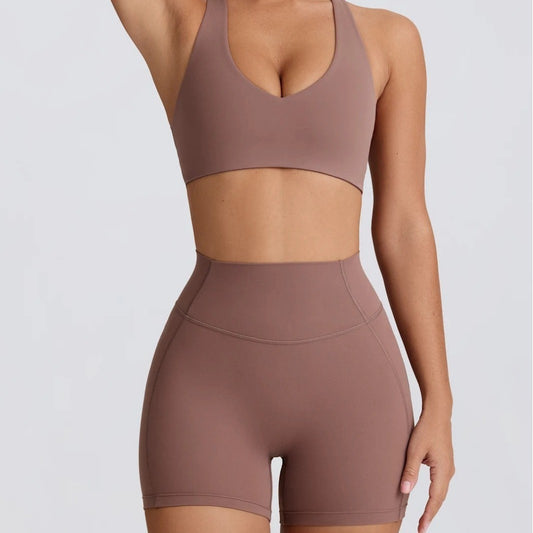 Women's Peach Hip High Waist Running Shorts - Hip Lifting Nude Feel Training Shorts