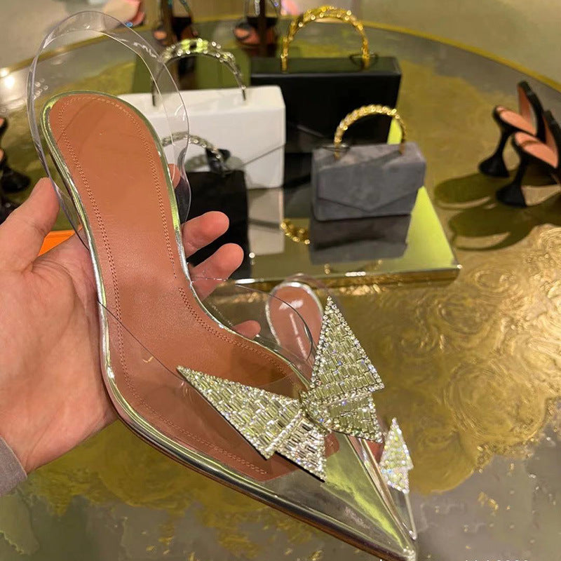 Women's Transparent Thick Heel Sandals - Clear High Heel Fashion Shoes