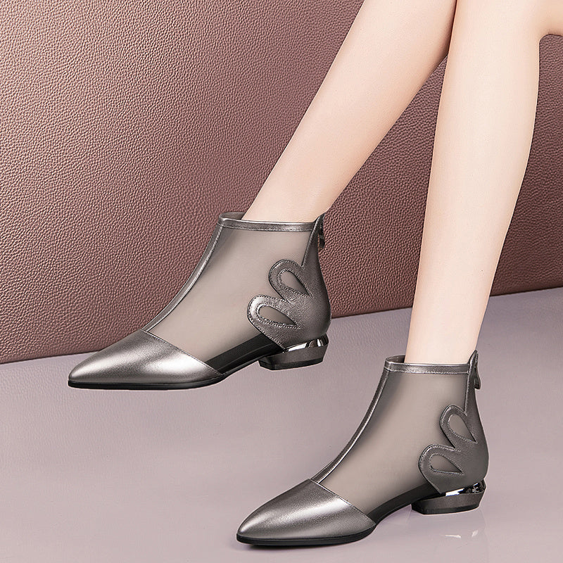 Soft Leather Net Boots - Women's Hollow Out Summer Sandal Boots