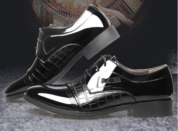 Autumn Pointed Toe Business Dress Shoes - Men's Pattern Leather Formal