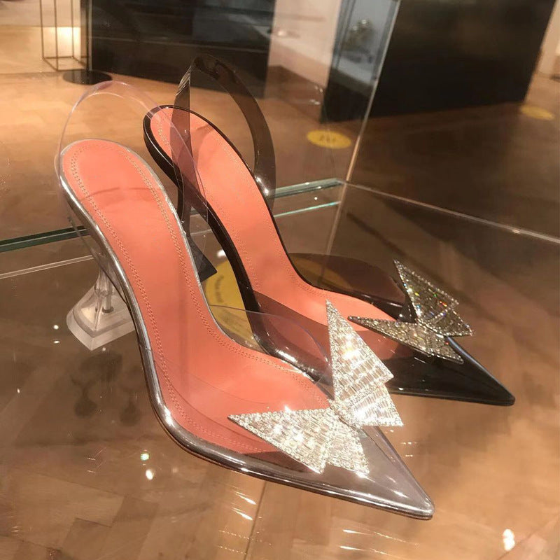 Women's Transparent Thick Heel Sandals - Clear High Heel Fashion Shoes