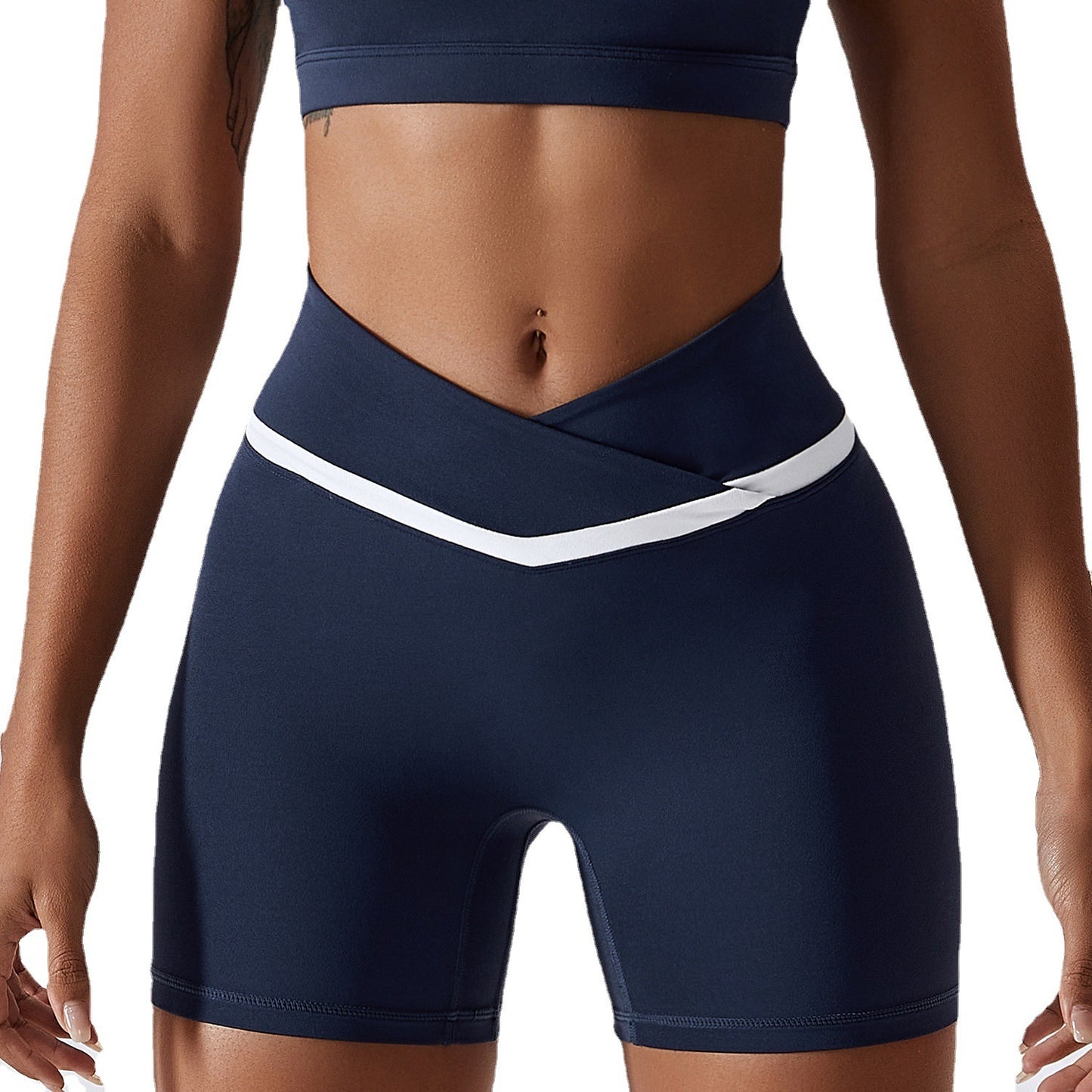 Women's Cross-Waist Running Tights - Quick-Drying Fitness Shorts