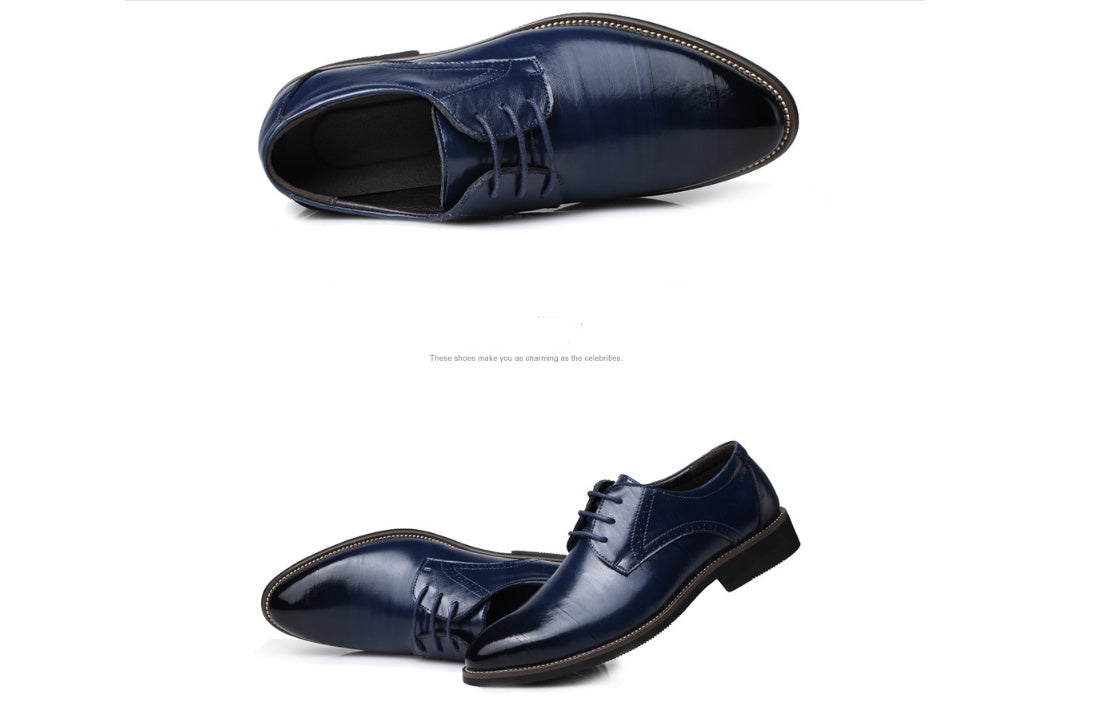 Men's Large Size Leather Business Casual Shoes - Extended Sizing Dress Footwear