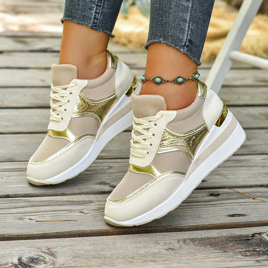Women's Plus Size Casual Sneakers - Comfortable Mid-Heel Shoes