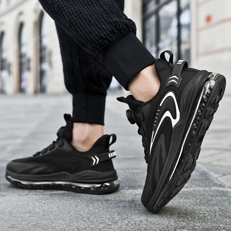 Rotating Buckle Air Cushion Sneakers - Flying Woven Athletic Shoes