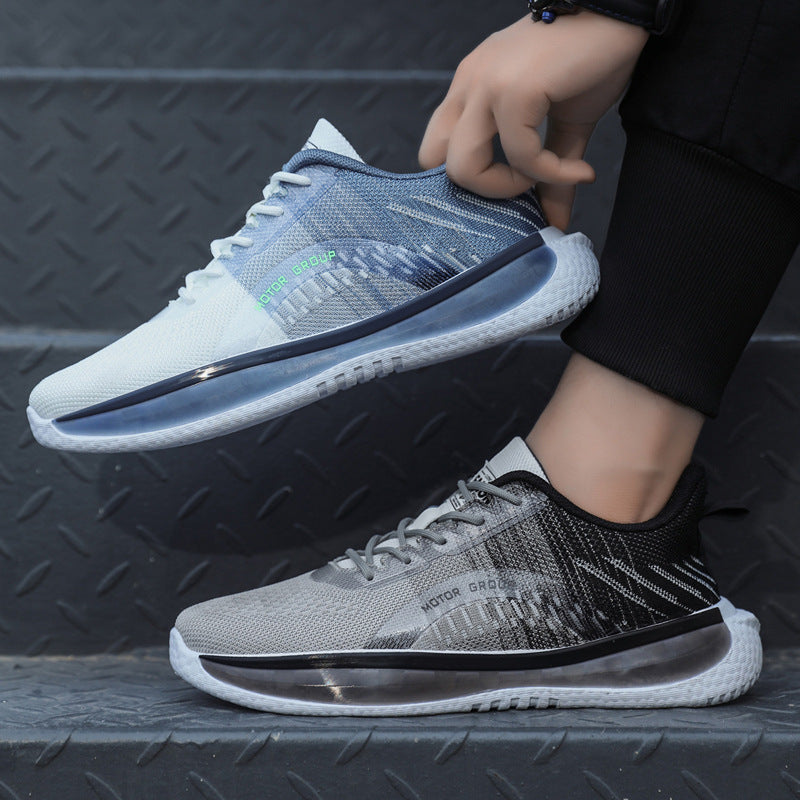 Men's Thick Bottom Mesh Sneakers - Breathable Lace-Up Athletic Shoes