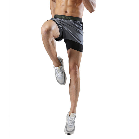 Men's Lined Anti-Glare Fitness Shorts - Running Training Sports Pants
