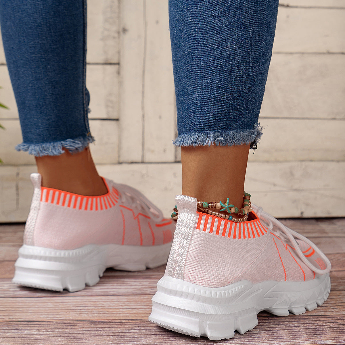 Women's Multi-Color Mesh Sneakers - Plaid Fashion Athletic Shoes