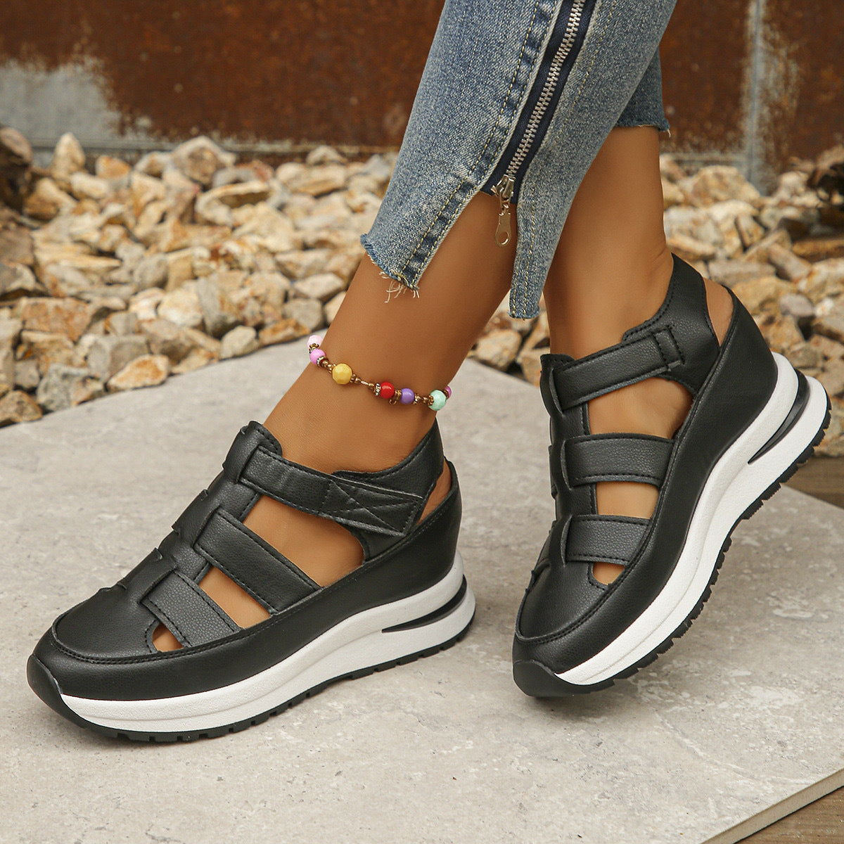 Women's Wedge Heel Hollow Shoes - Breathable Summer Sandals