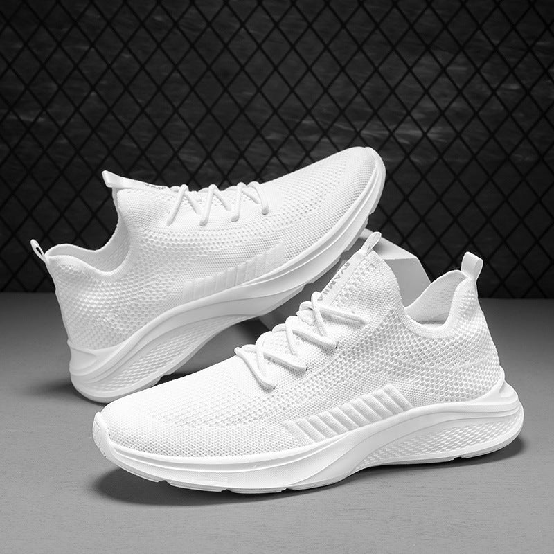 Men's White Mesh Casual Sneakers - Breathable Lightweight Athletic Shoes