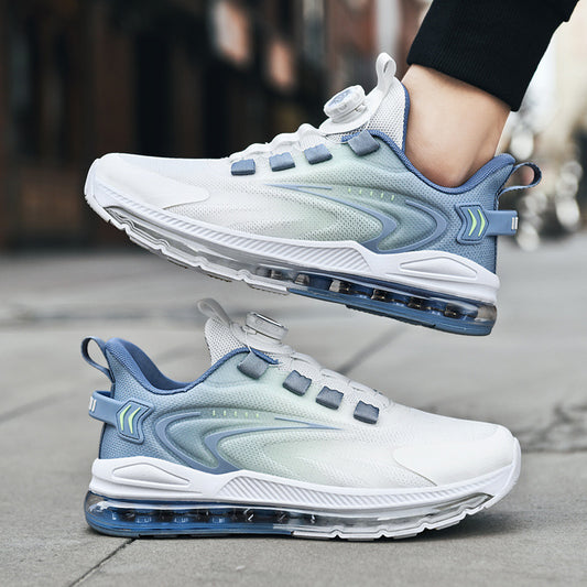 Rotating Buckle Air Cushion Sneakers - Flying Woven Athletic Shoes