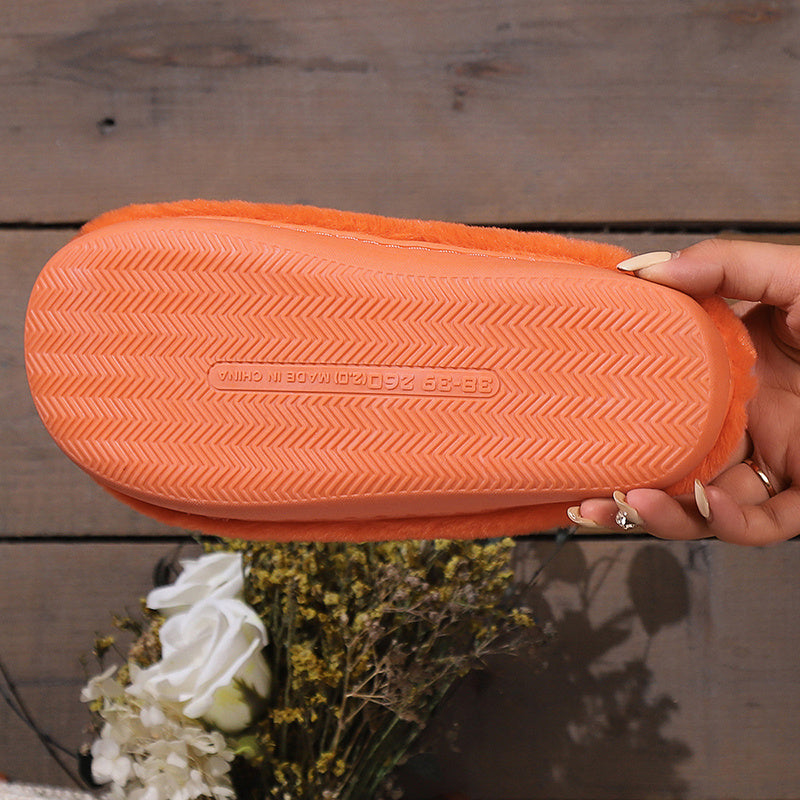 Halloween Pumpkin Slippers - Warm Plush Indoor House Shoes