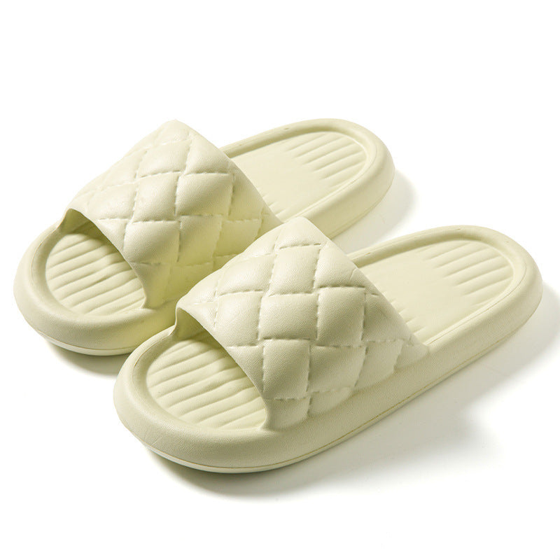 Unisex Rhombus Pattern Home Slippers - Non-Slip Bathroom Shoes