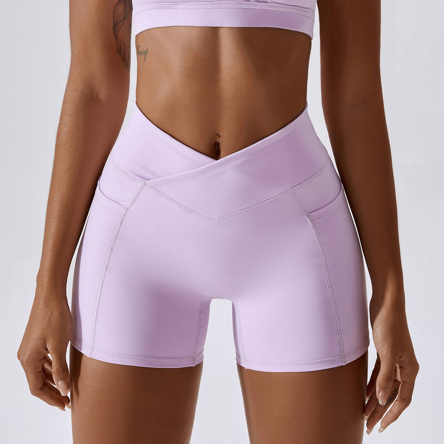 Women's Cross Waist Running Fitness Shorts - Stylish Athletic Tights