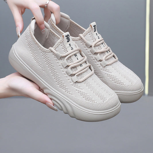 Women's Old Beijing Cloth Shoes - Casual Mom Shoes Breathable Knit Pumps