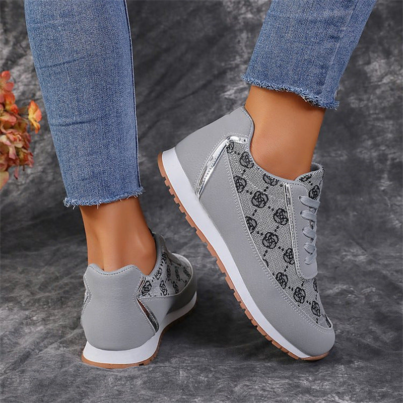 Women's Flower Print Sneakers - Lightweight Breathable Walking Shoes