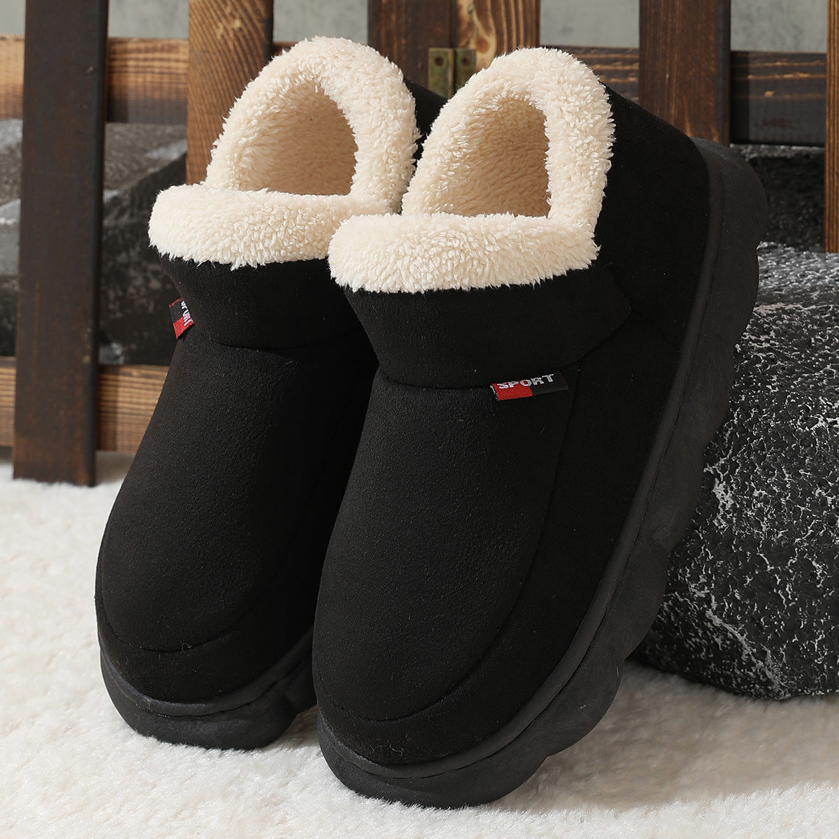 Unisex Winter Plush Cotton Garden Shoes - Warm Suede House Shoes