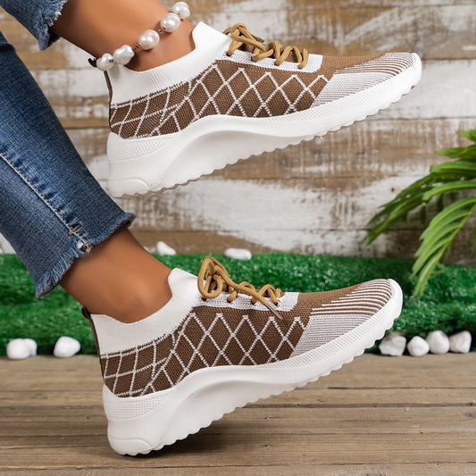 Women's Plus Size Flyknit Running Sneakers - Casual Athletic Shoes