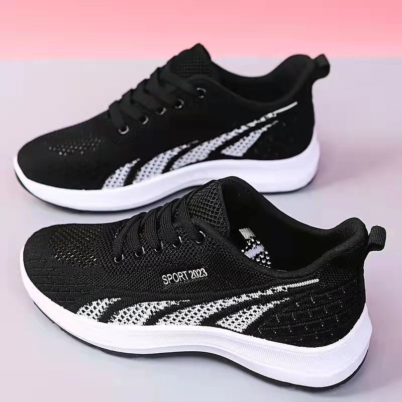 Flat Flying Woven Breathable Mesh Surface Sneaker Women's Casual Soft Bottom Shoes