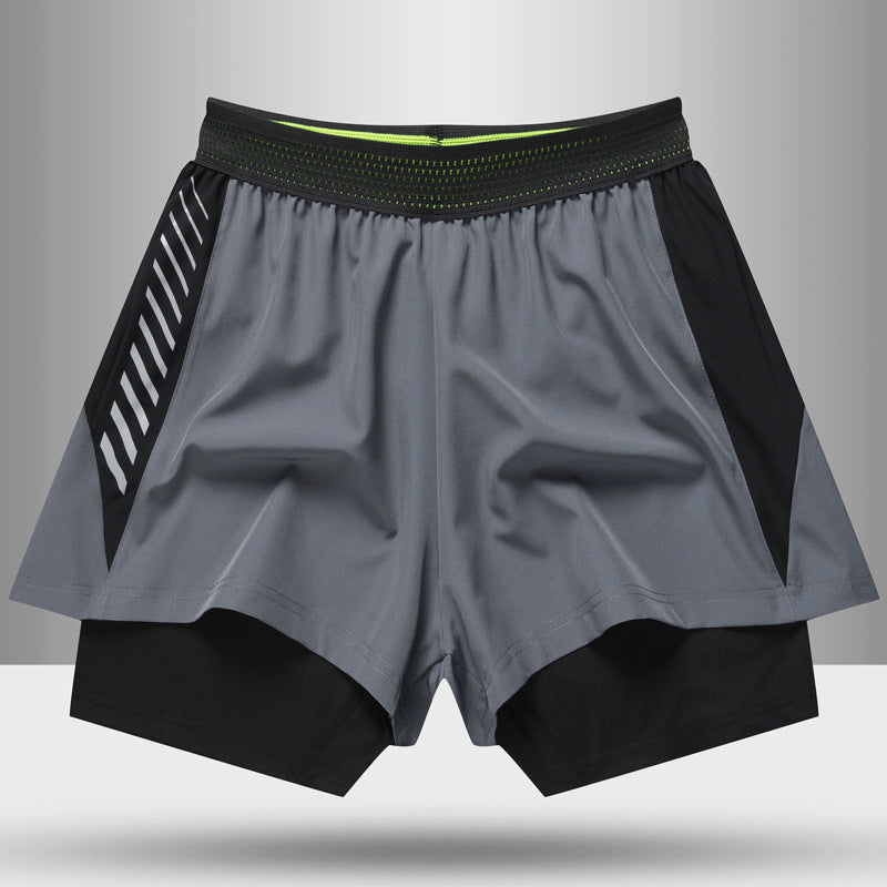 Men's Lined Anti-Glare Fitness Shorts - Running Training Sports Pants