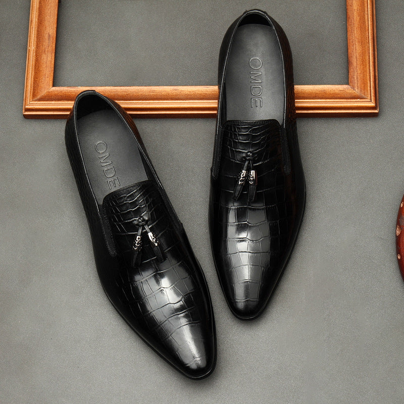 Formal Pointed Toe Dress Shoes - Men's Genuine Leather Business Footwear