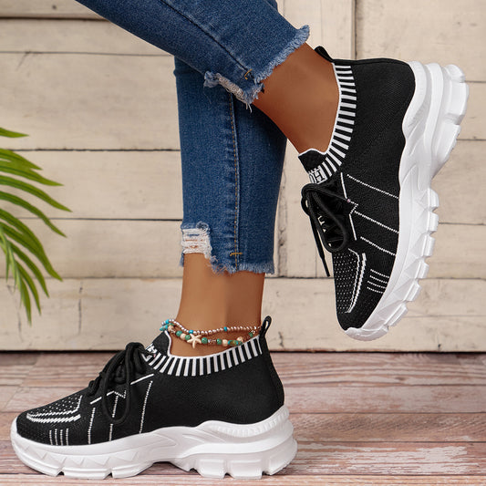 Women's Multi-Color Mesh Sneakers - Plaid Fashion Athletic Shoes
