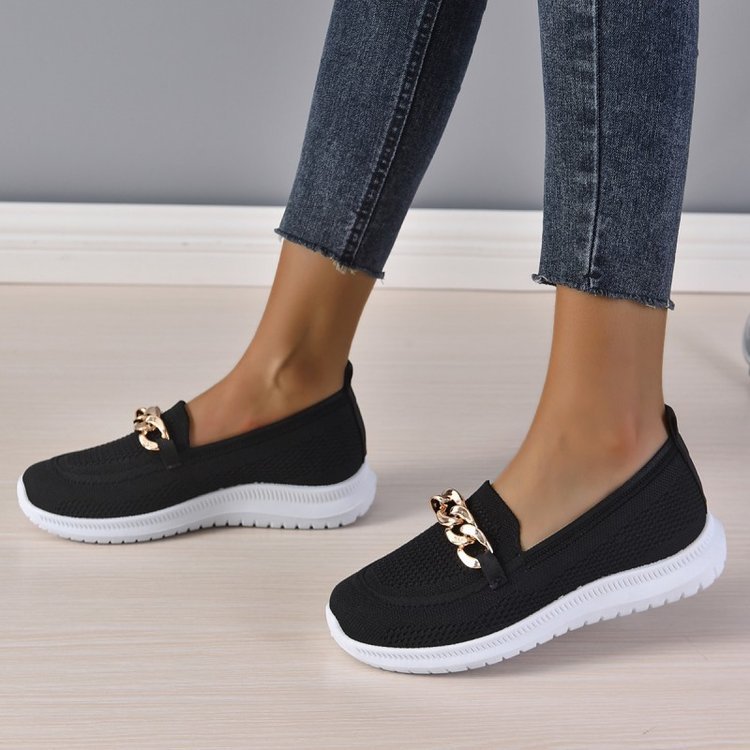 Chain Flats Shoes - Women's Mesh Sports Walking Shoes