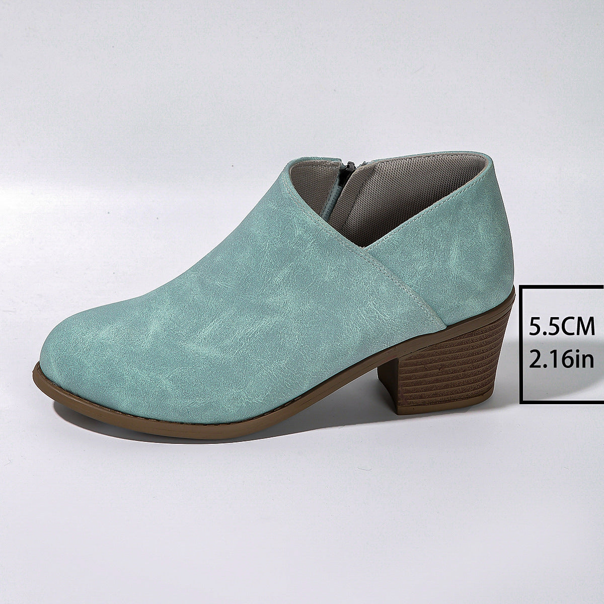 Women's Chunky Heel Ankle Boots - Side Zipper Fashion Boots
