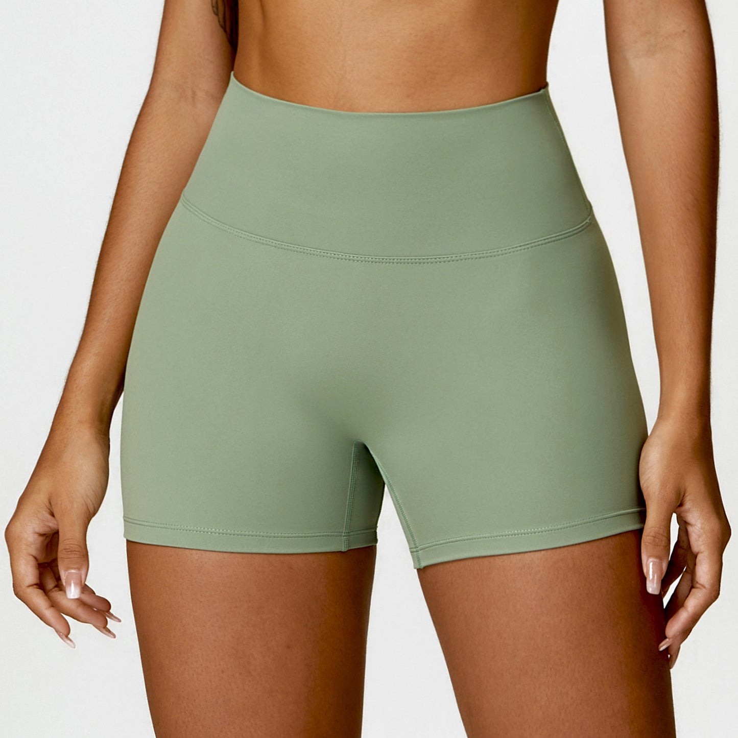 Women's Brushed High Waist Yoga Shorts - Running Fitness Tight Sports Shorts