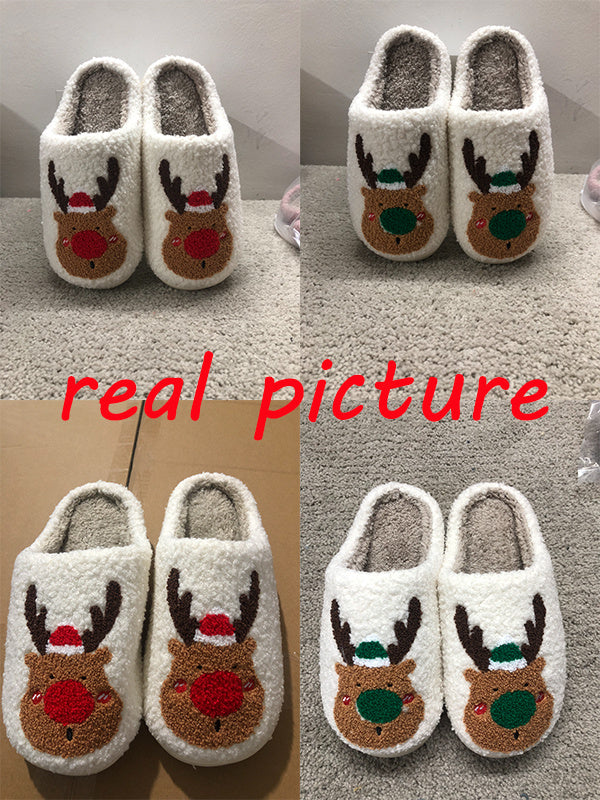 Christmas Elk Slippers - Cozy Winter Home Shoes